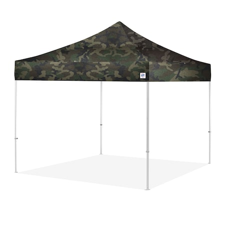E-Z Up TAA Compliant Shelter, 13' W x 13' L, Gray Aluminum Frame, Woodland Camo Top END3AGY13KWC